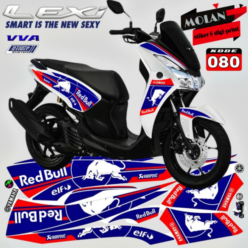 Jual Decal Sticker Striping Variasi Yamaha Lexi Redbull Decal