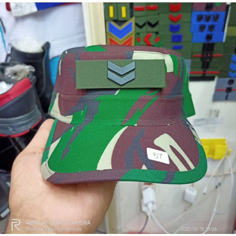Jual topi pet pdl loreng + pangkat sertu | Shopee Indonesia