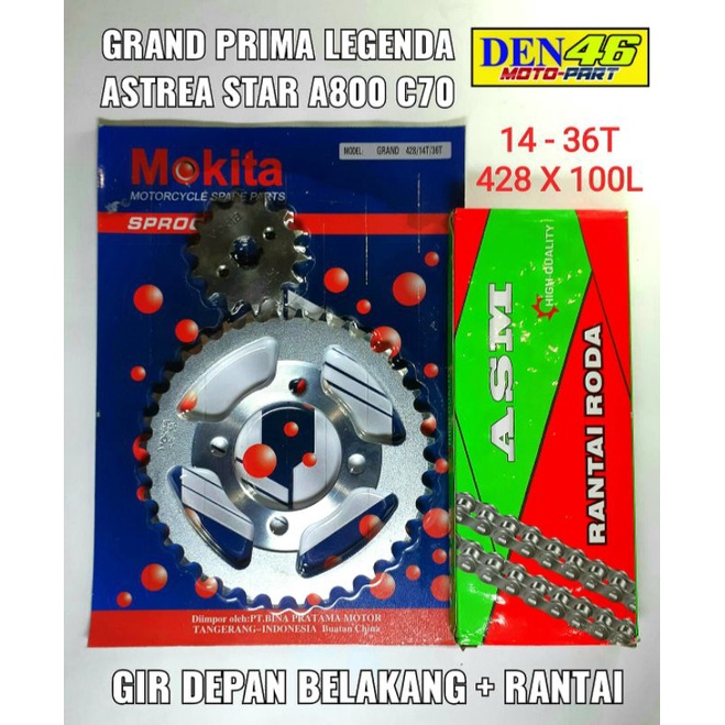Jual Gear Gir Rantai Set Paket Motor Honda GRAND PRIMA LEGENDA A800