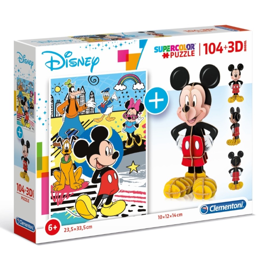Jual Clementoni Disney Mickey 104 + 3D Mainan Supercolor Puzzle Disney ...
