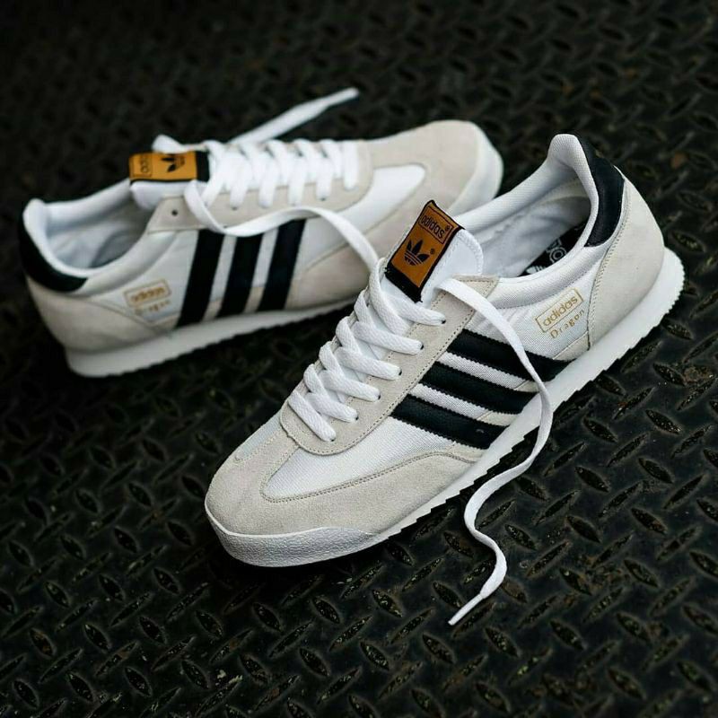 Jual PROMO SEPATU CASUAL PRIA DRAGON WHITE BLACK SNEAKERS PALING