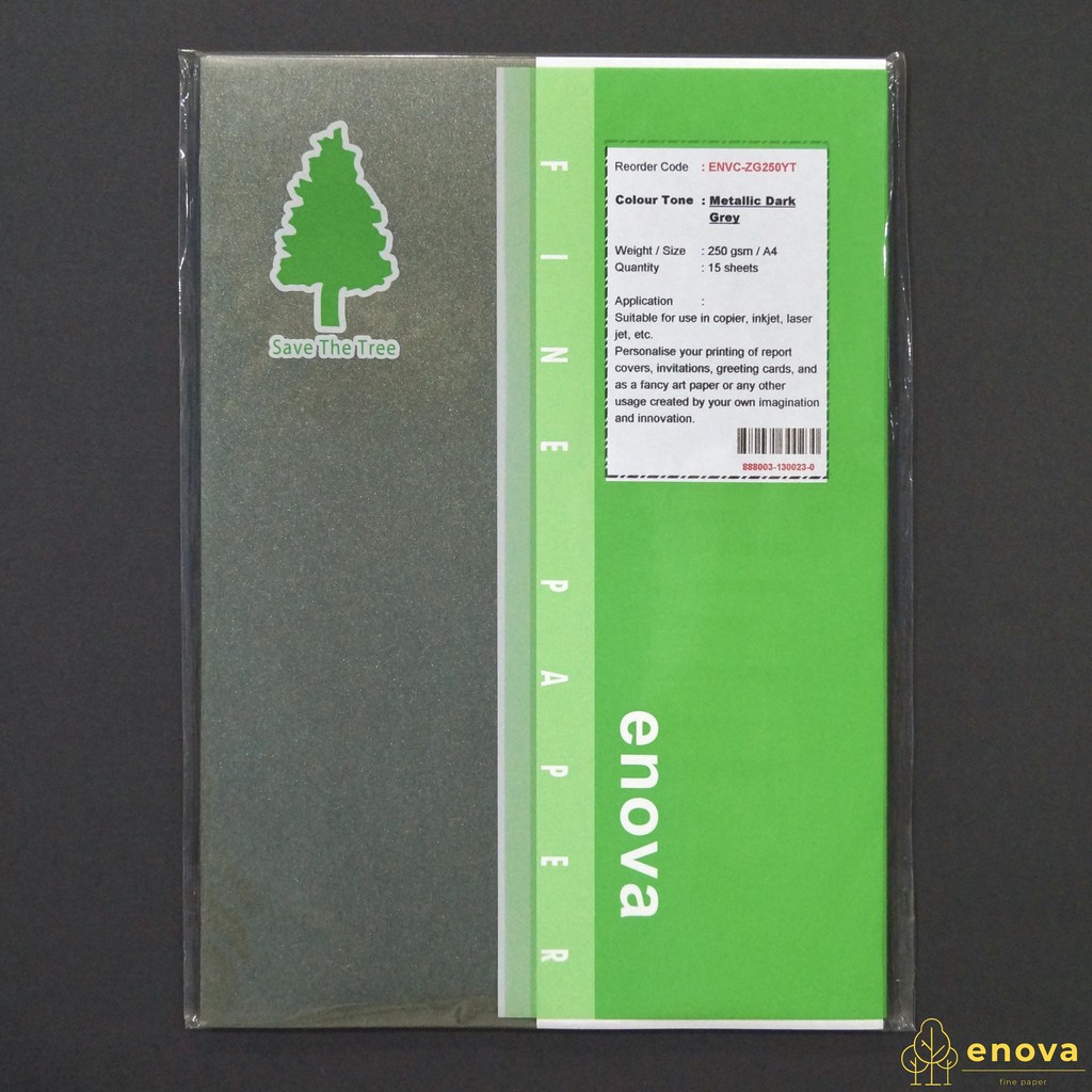 Jual Fancy Art Paper ENOVA Metallic Dark Grey A4 250GSM (Metalik