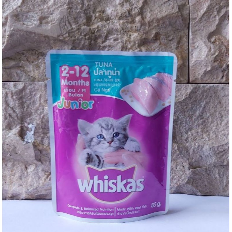 Jual Makanan basah Kucing whiskas junior pouch TUNA 85 gr cat wet food