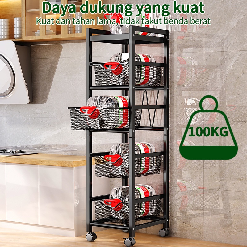 Jual Rak Dapur Troli Dengan Roda Geser Rak Laci Penyimpanan Rak ...