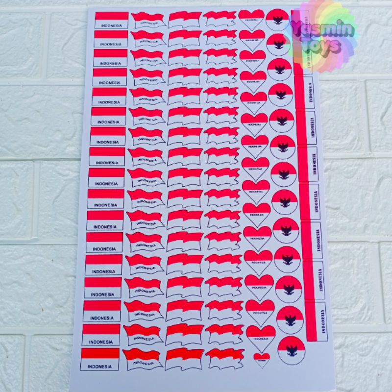 Jual STIKER BENDERA MERAH PUTIH PER LEMBAR ISI 106PCS/STIKER PIPI ...