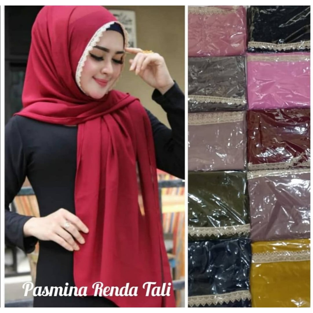 Jual PASHMINA TALI RENDA WAJAH | Shopee Indonesia