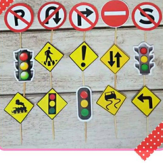 Jual cake Topper toper cupcake cup cake kue ulang tahun motif rambu ...