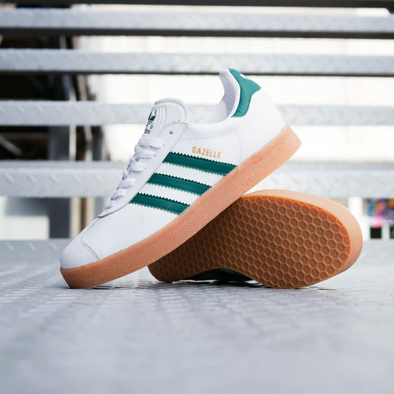 Adidas gazelle vintage shop white green gum