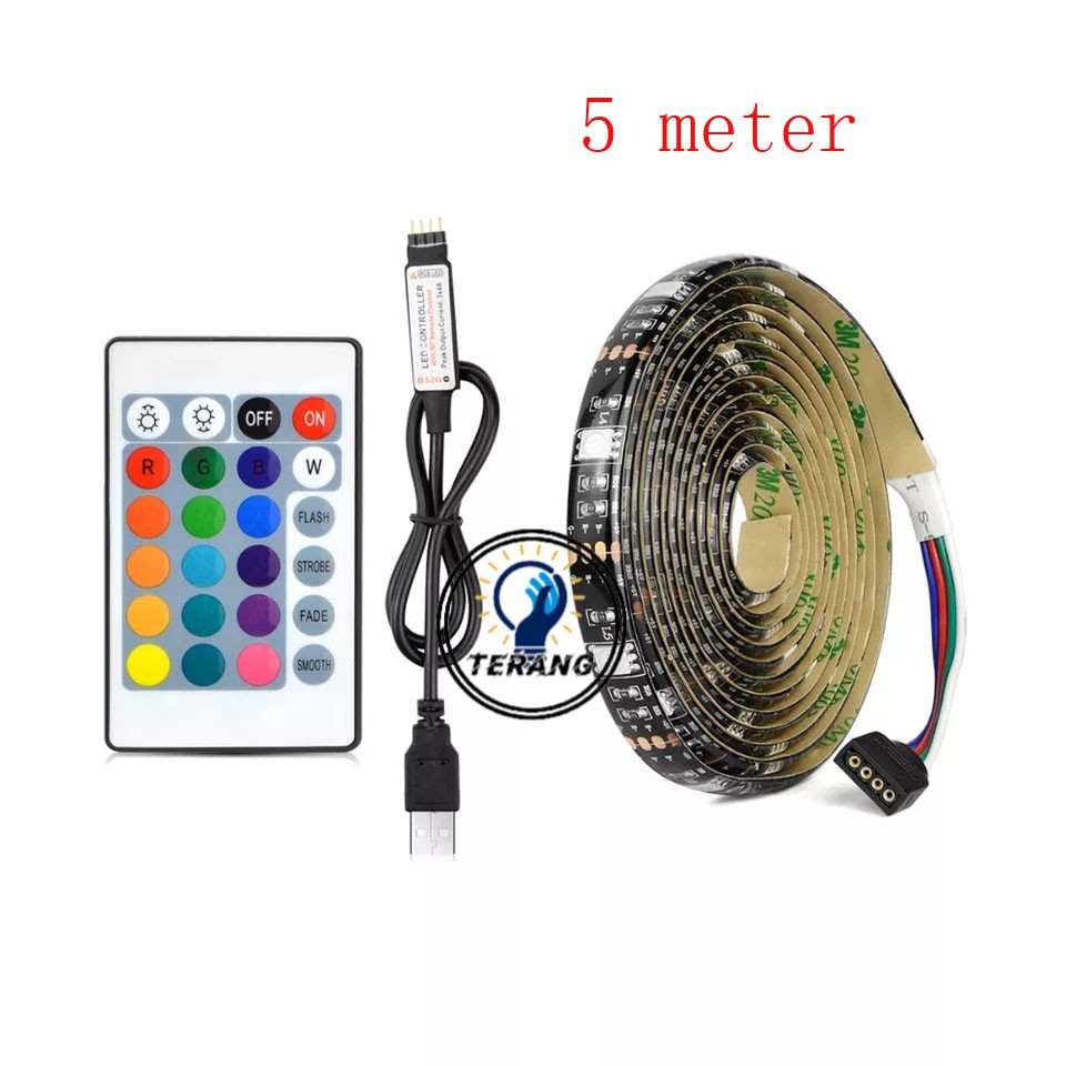 Jual lampu Strip led RGB USB DC 5V SMD 5050 + Remote Indoor PC TV ...
