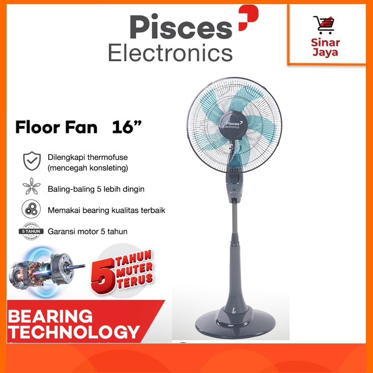 Jual PISCES SF-1680 PRO Stand Fan 16 Inci (Teknologi Bearing ...