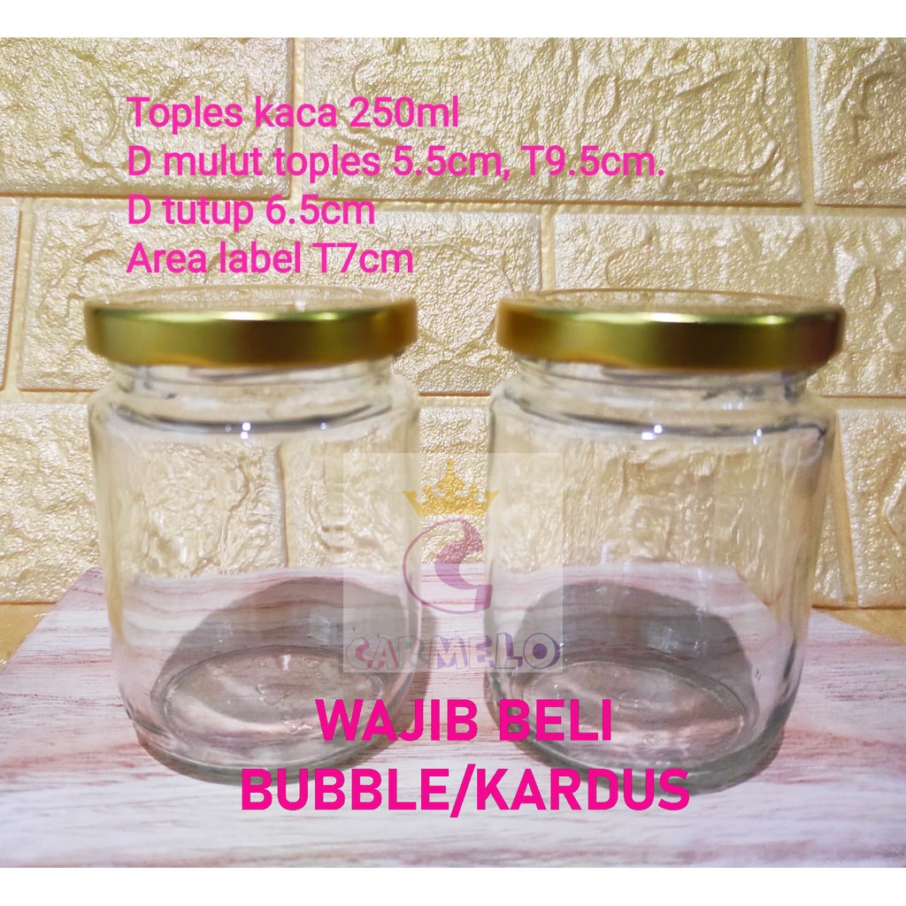 Jual Toples Kaca 250ml Minim Beli 6pc Beling Food Jar Selai Sambel Snack Puding Botol 0210