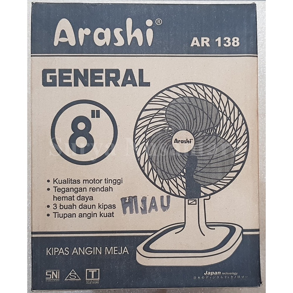 Jual Kipas Angin Duduk Meja Deskfan 8 Inchi Arashi General Fan Ar 138 Shopee Indonesia 4862