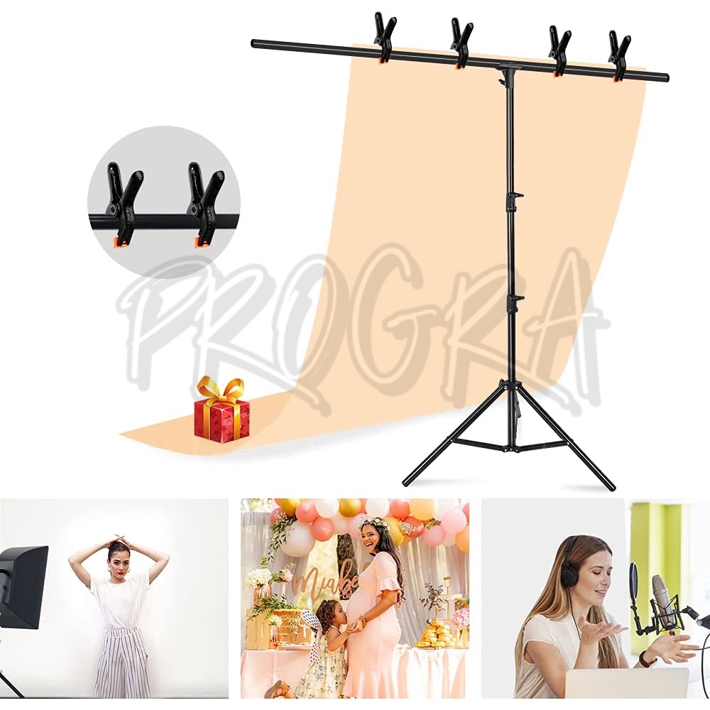 Jual T-Shape Portable Backdrop Support Stand Kit Adjustable Photo ...