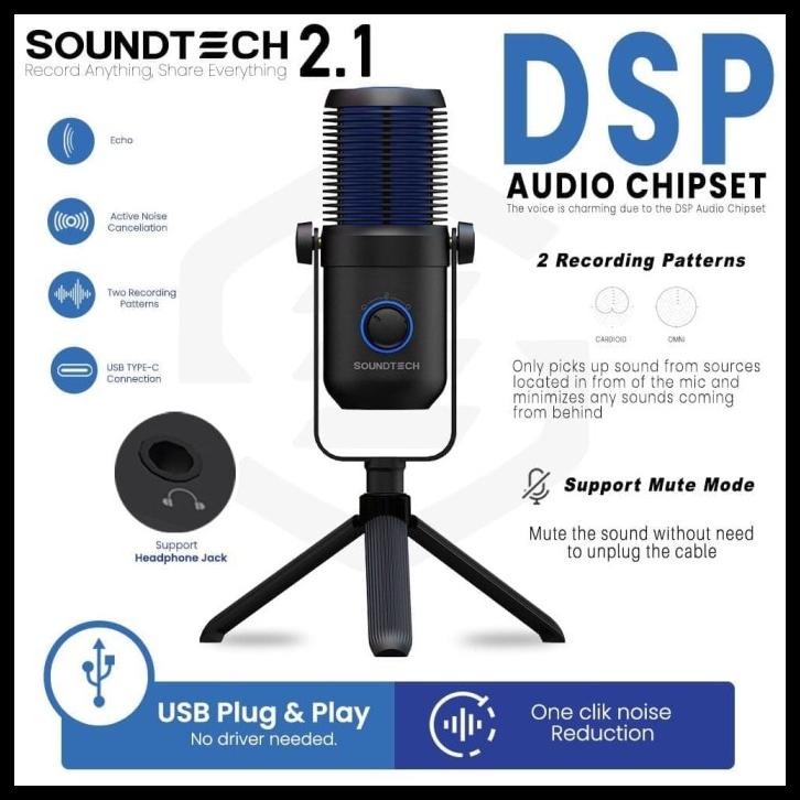 Jual Soundtech 2.0 Microphone Usb Condenser Cardioid And ...