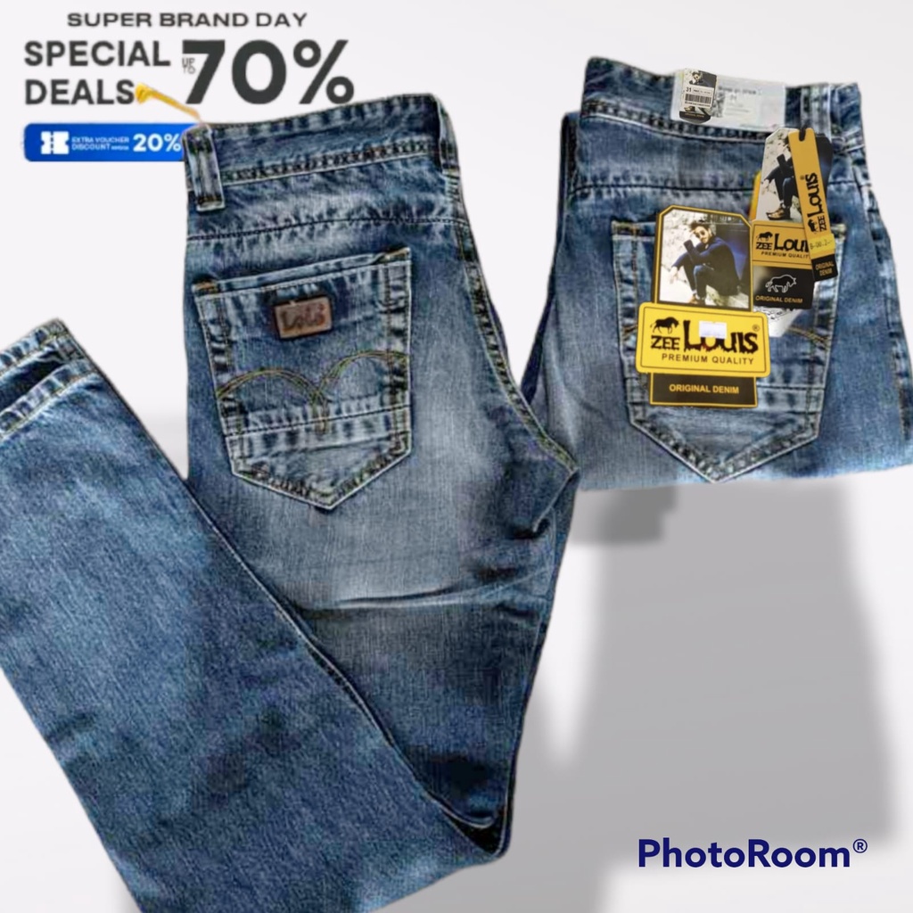 Jual celana panjang pria jeans strach regular fit original