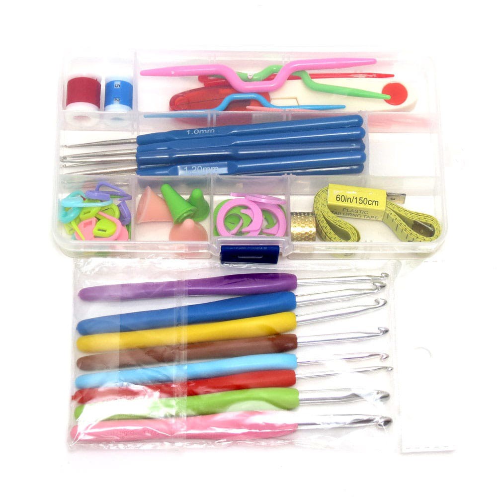 Jual Paket Alat Rajut Aksesoris Lengkap Kotak Plastik | Jarum Rajut Set ...