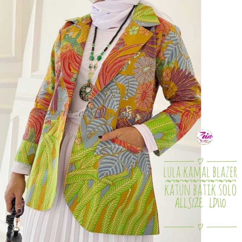 Jual Blazer Batik Wanita Kerja Modern Bahan Katun Halus Solo Ld 110cm ...