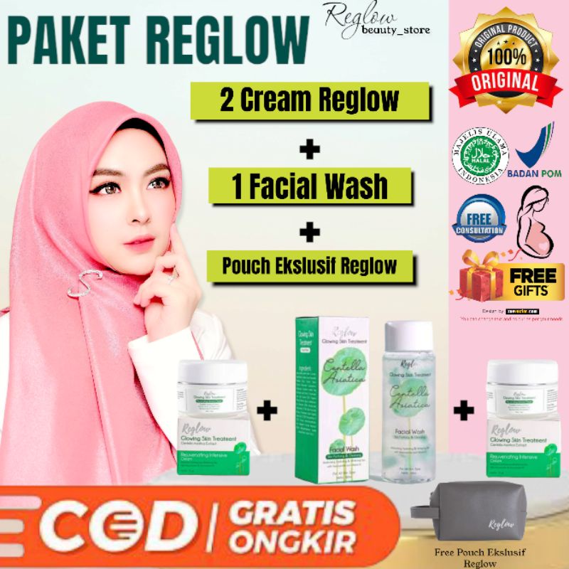 Jual Reglow Custom Double Cream/Paket 2 Cream + 1 Facial Wash/Paket 2