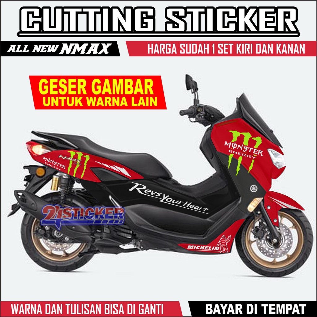 Jual Cutting Sticker All New Nmax 155 Stiker Monster Energy Lis Body ...