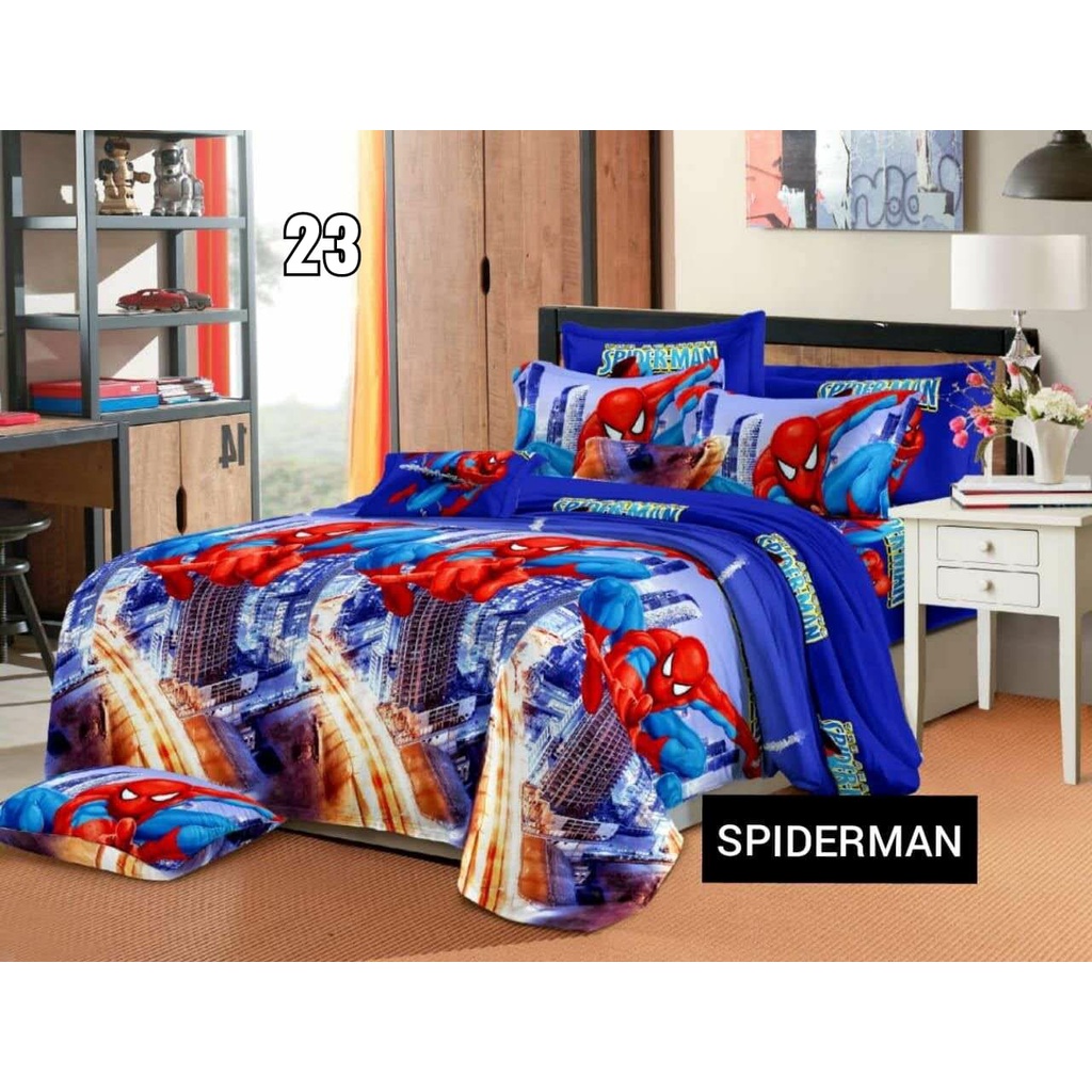 Jual Bedcover Set Motif Spiderman Ukuran King 180x200/Queen
