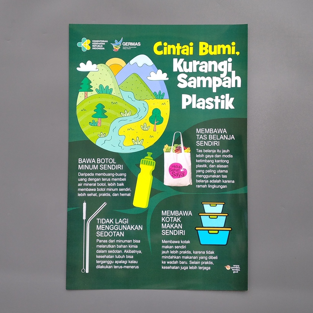 Jual Poster Cintai Bumi Poster Kurangi Sampah Plastik Poster