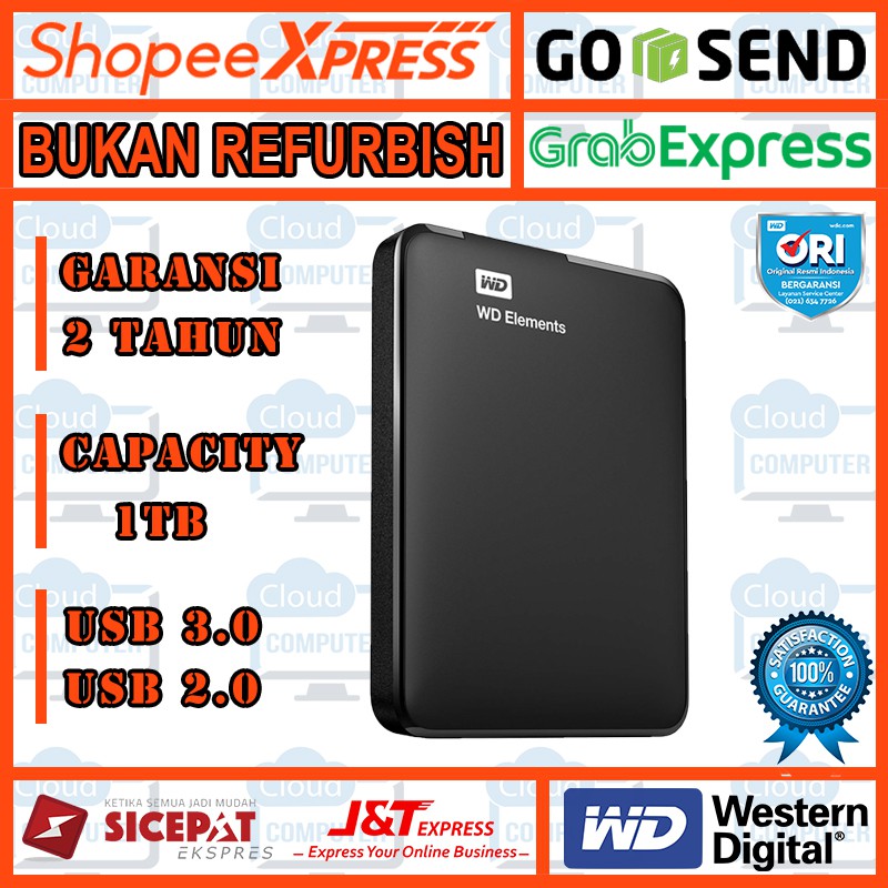 Jual Wd Element Tb Hard Disk Hdd Hd External Bergaransi Resmi