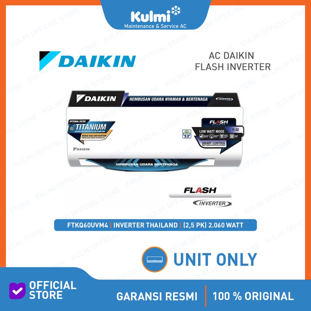 Jual AC DAIKIN FLASH INVERTER 2,5PK FTKQ60 - UNIT ONLY | Shopee Indonesia