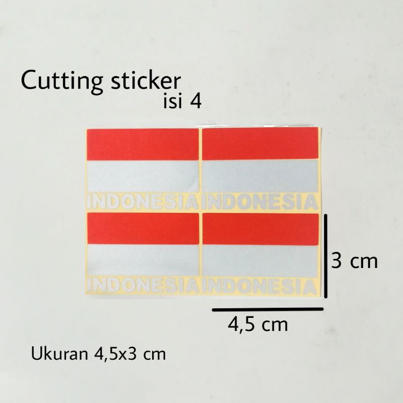 Jual Stiker cutting/Stiker merah putih isi4/Sticker ukuran 4,5x3 cm ...