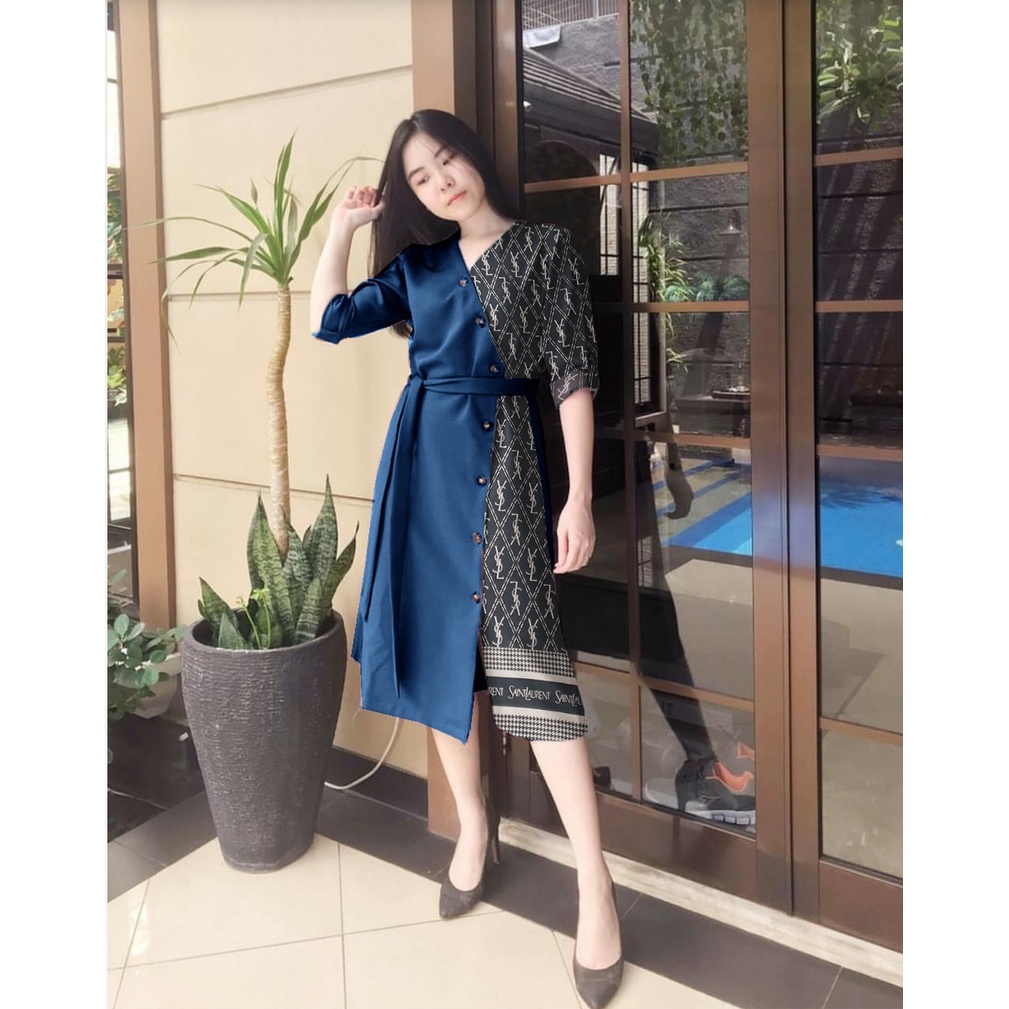 Jual Dress simple casual dress korean style/ DRESS Lauren cantik/ hn KOREAN  FLORAL VINTAGE MIDI DRESS PANTAI MUSIM PANAS SUMMER | Shopee Indonesia