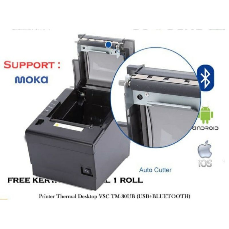 Jual PRINTER THERMAL BLUETOOTH VSC TM-80 SUPPORT STRUK MOKA QASIR ...