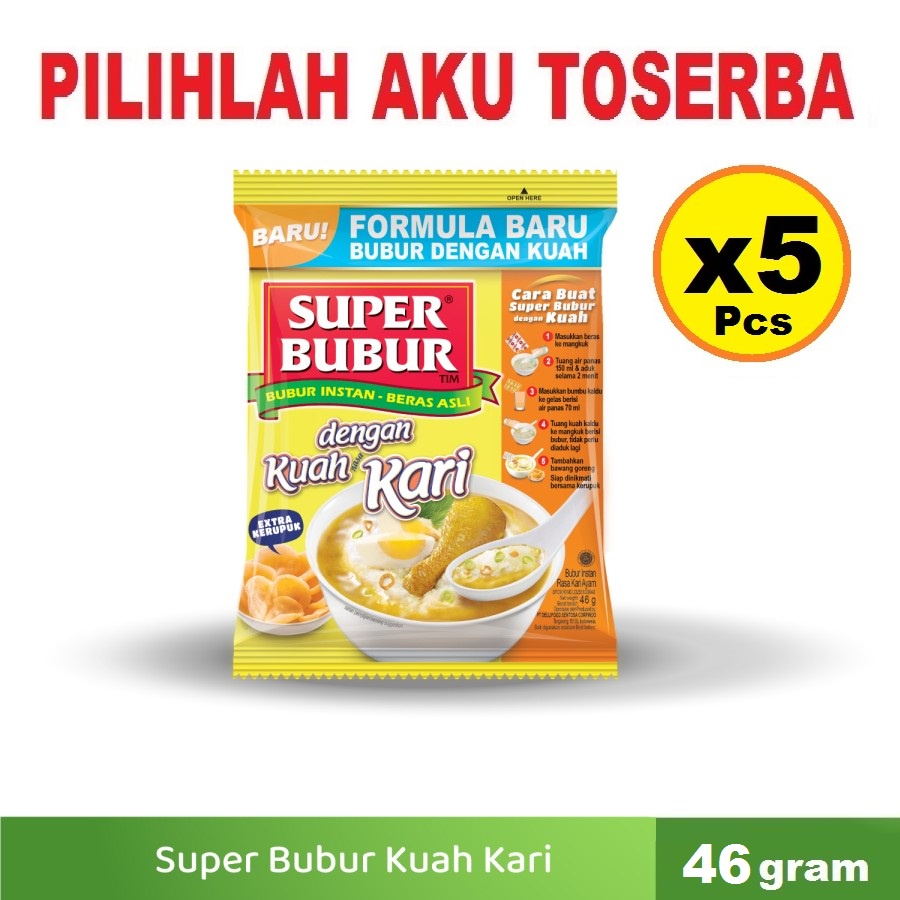 Jual Super Bubur Kuah Rasa Kari Ayam 46 Gr Harga Paket Isi 5 Pcs