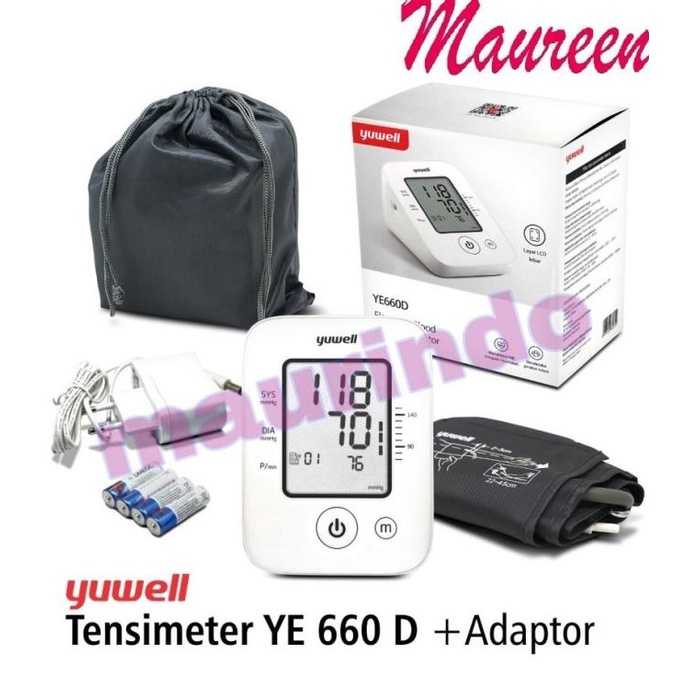 Jual Alat Tensi Meter Yuwell YE 660 D Tensimeter Digital YE660D Adaptor ...