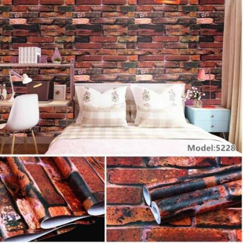 Jual Wallpaper Sticker Dinding Motif batu bata bakar | Shopee Indonesia