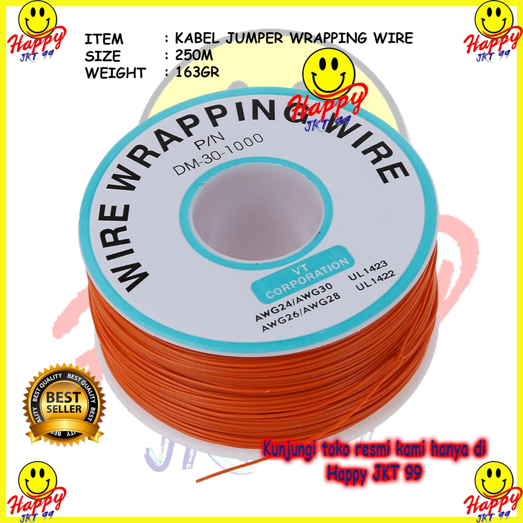 Jual Isi 10 Meter Kabel Jumper Hook Up Wire Kit 30AWG AWG 30 Tinned Copper  - Hitam - Kota Medan - Pi Toserba