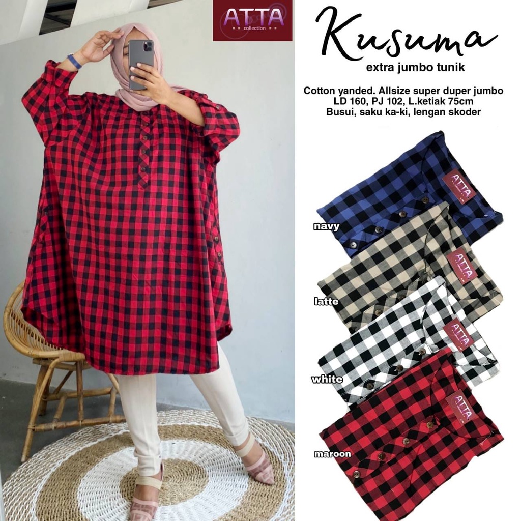 Jual Atasan Wanita Terbaru Kusuma3 Super Jumbo Tunik Big Size Ld 156 Busui Ori By Atta Shopee