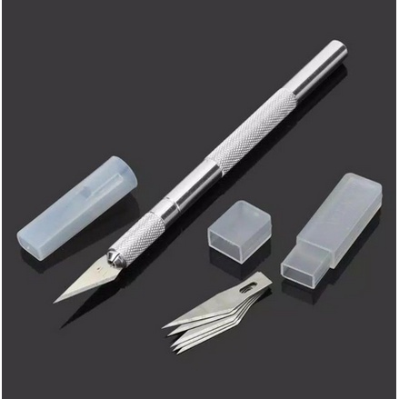 Pisau ukir set pen cutter art knife knifezer pahat FREE 5 refill aluminium blade kayu seni kerajinan tangan sayat mata tajam potong craft metal kertas hobby crafting bonsai engraving sticker kulit