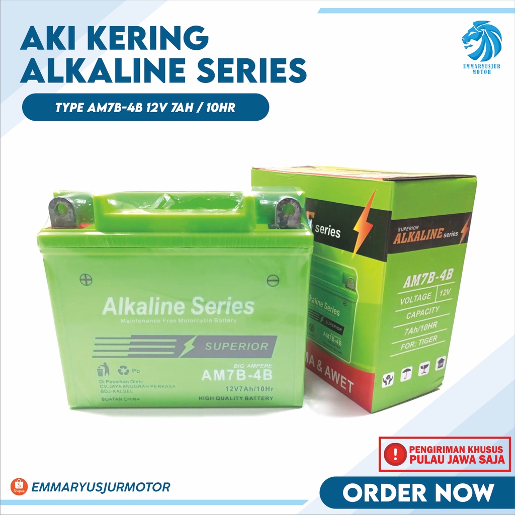 Jual AKI MOTOR AKI KERING TIGER AM7B-4B 12V 7AH 10HR AKI ACCU BATTERY