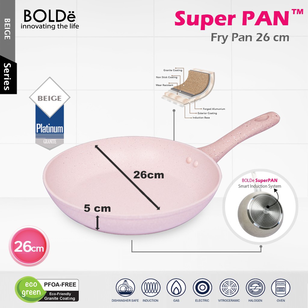 Jual BOLDe wajan Panci Super Fry Pan Frypan 18 22 26 CM Beige granite