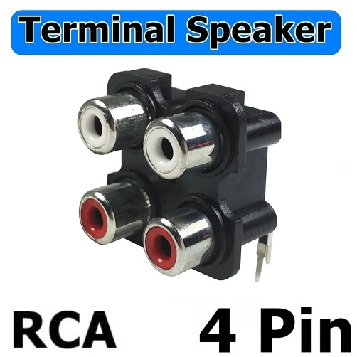 Jual Socket Soket RCA 2x2 2 Way 4 Pin 4 Lubang Tancap Ke PCB Box ...