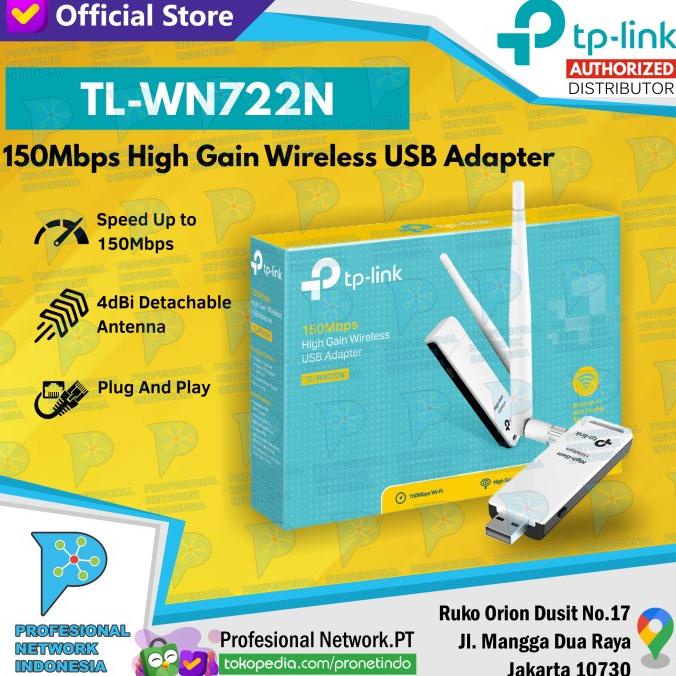 Jual TP-LINK 150Mbps High Gain Wireless USB Adapter TL-WN722N | Shopee ...