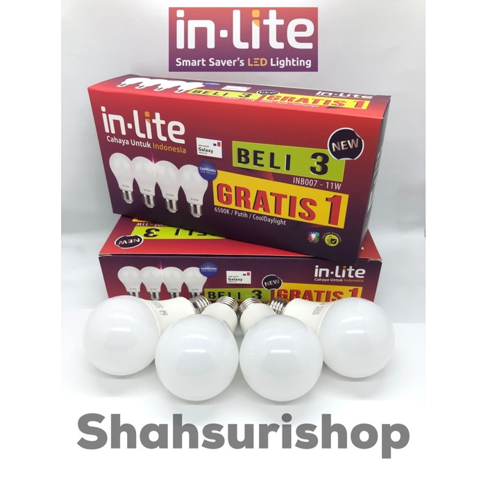 Jual DISKON LAMPU LED BULB IN-LITE INLITE INB007 3 GRATIS 1 11W 11 W ...