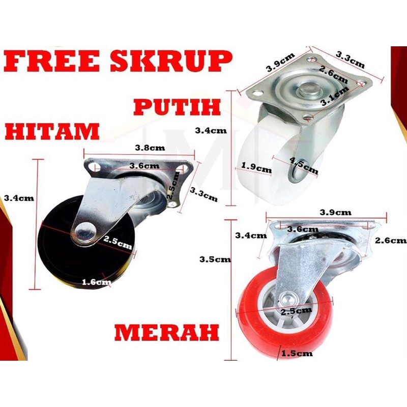 Jual Roda Kastor Lemari Inch Hidup Roda Caster Roda Troly Roda