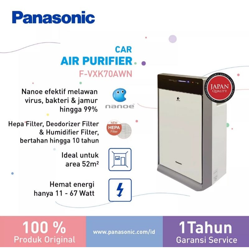Jual Panasonic FVXK70AWN Humidifying Air Purifier with Nanoe Technology