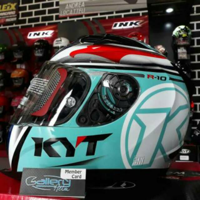 Jual KYT R10 RACE AQUA ( ongkir 2kg ) | Shopee Indonesia