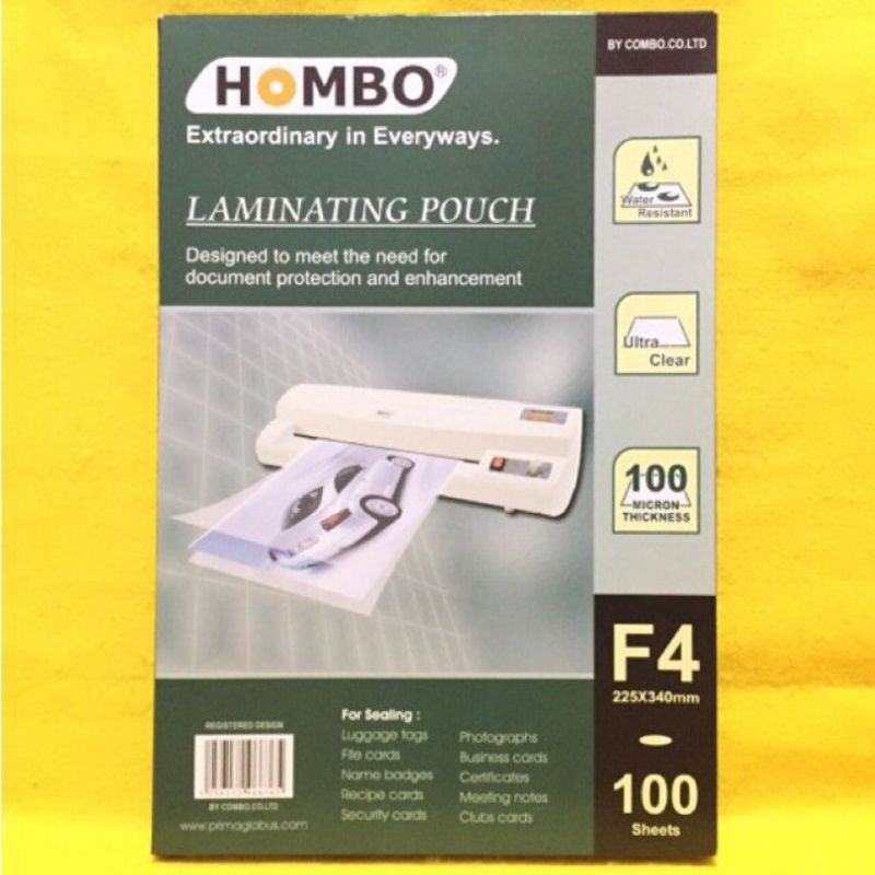 Jual Plastik laminating F4 / A4 HOMBO 100 micron (100 lembar) Shopee
