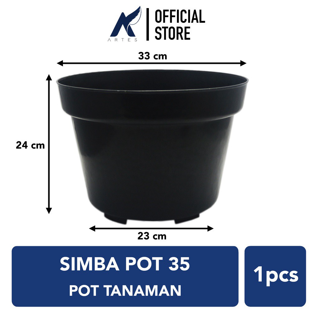Jual SIMBA POT 35 HITAM Pot Plastik Tanaman-Tumbuhan Hias-Bunga-Sukulen ...
