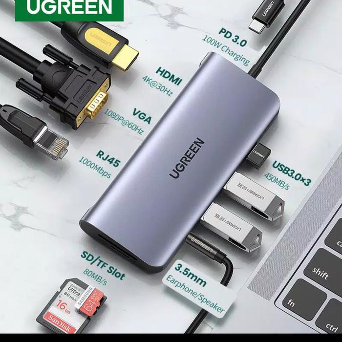 Jual Ak | Ugreen 10In1 10 In 1 Usb C Multifunction Hdmi Vga Rj45 Sd Pd ...