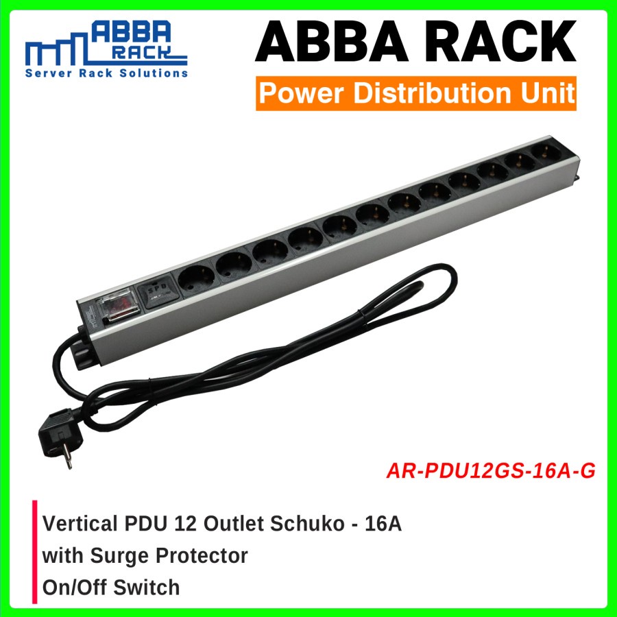 Jual ACCESSORIES RACK SERVER ABBA AR-PDU12GS-16A, VPD 12 Outlet Schuko ...