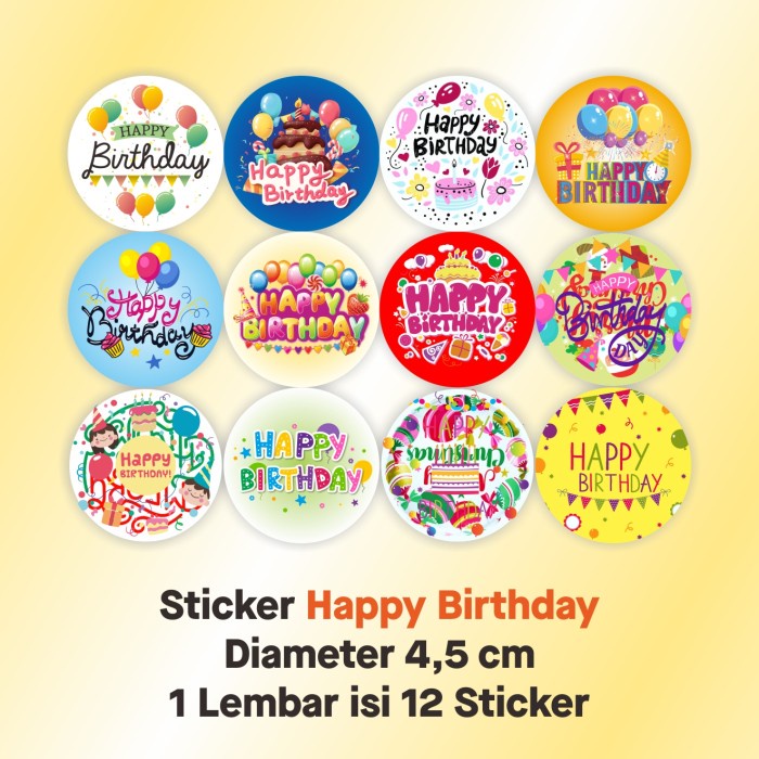 Jual Stiker Label Happy Birthday Sticker Selamat Ulang Tahun Diameter Cm Lembar Pcs