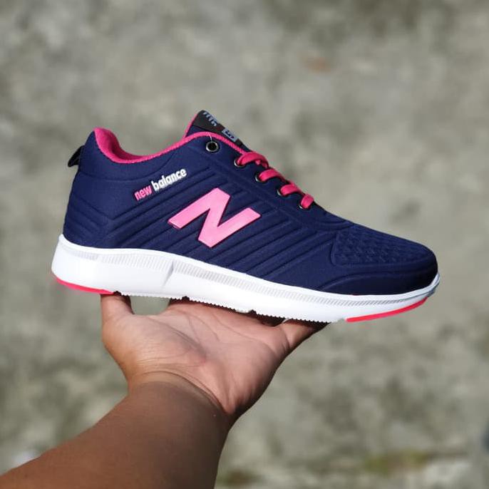 Jual Sepatu Sport Sneakers Olahraga Wanita Cewek Biru Navy Pink